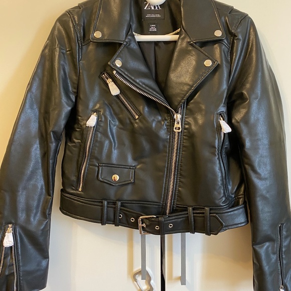 Zara FAUX LEATHER BIKER JACKET - Picture 4 of 5